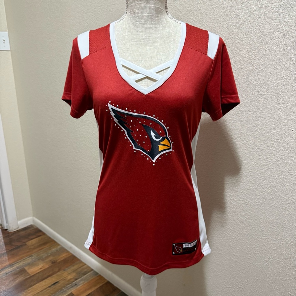 Arizona Cardinals Women's Red Draft Me Jersey V-Neck - Size Medium